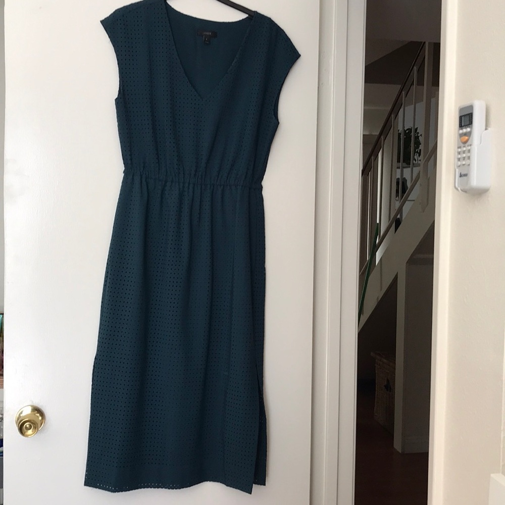 JCrew Dark emerald green midi dress